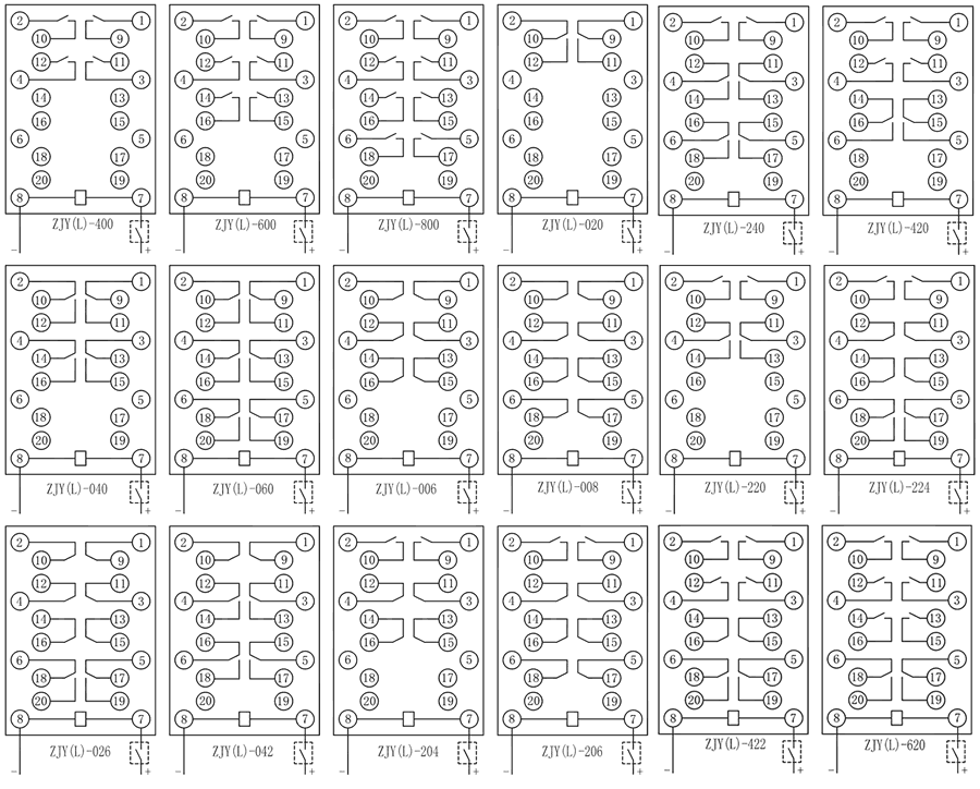 ZJL-006電流型中間繼電器內部接線圖