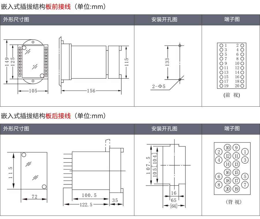 嵌入式插陳結(jié)構(gòu)及接線方式