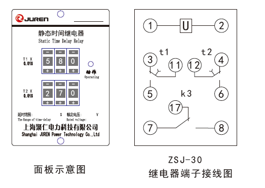 ZSJ-3系列時間繼電器內部接線圖