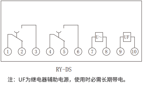 RY-DS系列定時限電壓繼電器內部接線圖