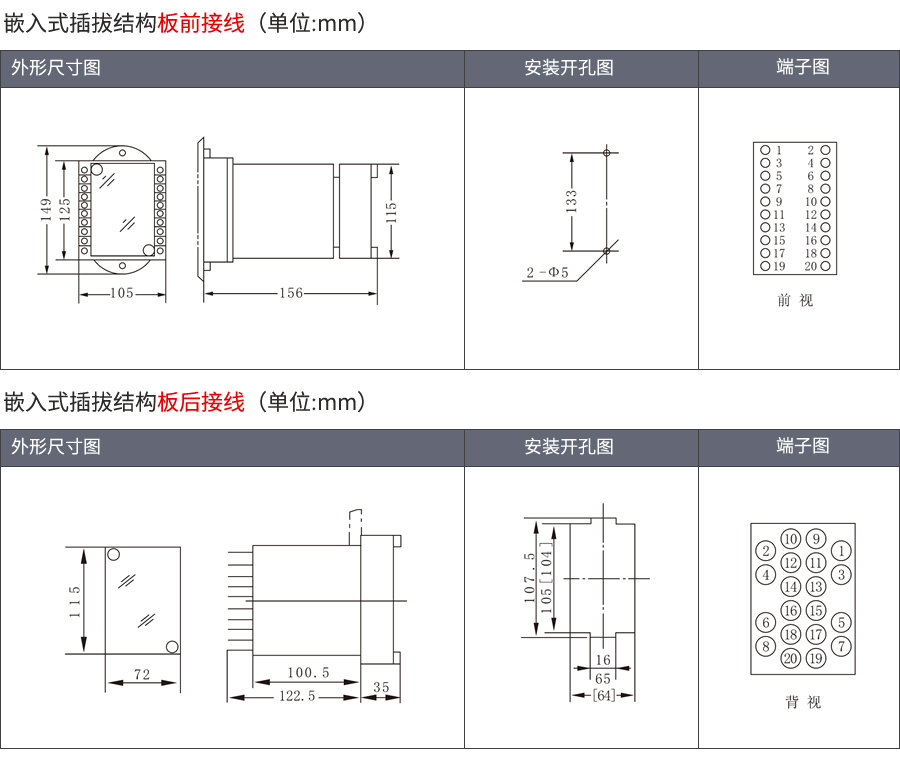 嵌入式插拔結(jié)構(gòu)外形尺寸