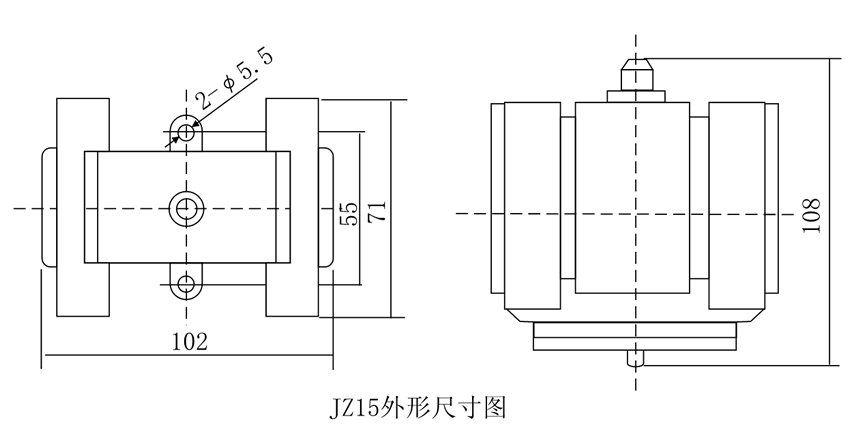 JZ15-44外形及開(kāi)孔尺寸圖