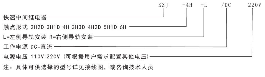 KZJ-2H2D-L/DC110V/DC220V型號分類及含義