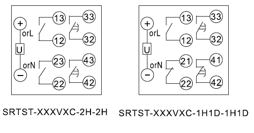 SRTST-220VAC-1H1D-1H1D-B內(nèi)部接線圖