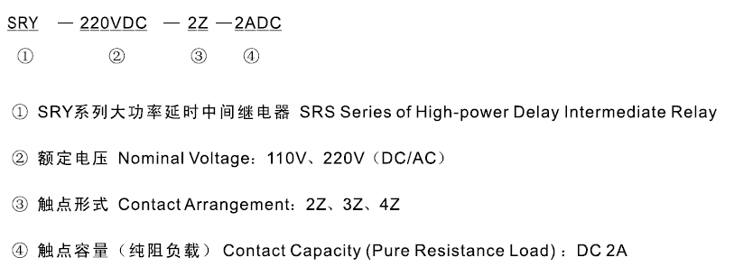 SRY-220VAC-2Z-2ADC型號及其含義