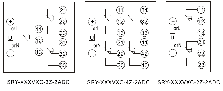 SRY-220VAC-2Z-2ADC內(nèi)部接線圖