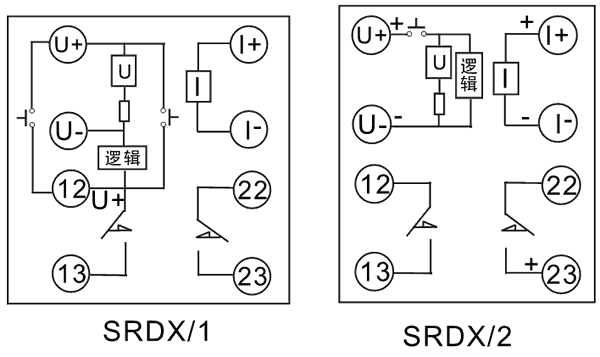 SRDX-2-220VDC/48VDC內(nèi)部接線圖